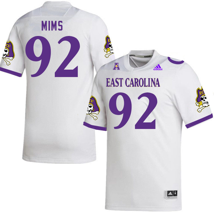 Men #92 CJ Mims ECU Pirates 2023 College Football Jerseys Stitched-White - Click Image to Close